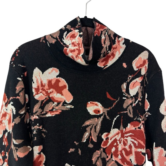 Ali & Jay floral print long sleeve thick knit sweater dress with mock neck Sz M - Picture 4 of 11